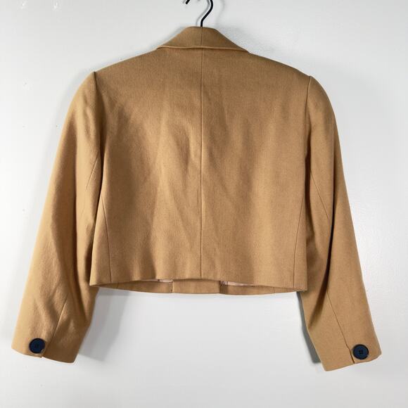 David Hayes Tan Vintage Wool Blazer Neutral Crop Career Office Womens Size 4 - Picture 6 of 6